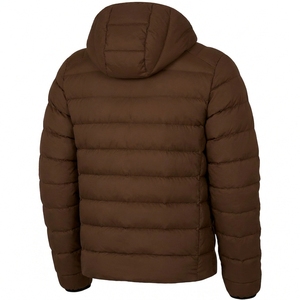 Manteau d'hiver pour homme en duvet brun à capuche, coupe ample, fermeture éclair décontractée, léger, en polyester softshell, garnissage 150g-200g, vêtement d'extérieur - Product Image 2