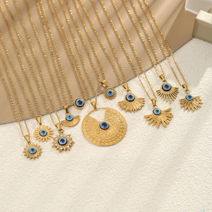 Collier pendentif œil du diable pour femmes, style hip-hop, en acier inoxydable 304 avec placage or électrolytique - Product Image 2
