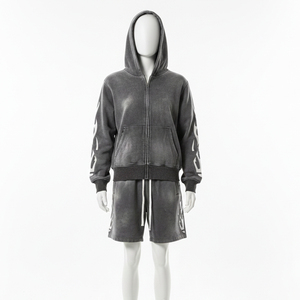 Conjunto Deportivo Glory Personalizado Vintage para Hombre, 2 Piezas, Sudadera con Cierre y Pantalones Cortos, Lavado Ácido, Algodón, con Estampado Digital y Bordado - Product Image 2