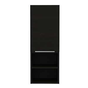 Mobiletto da Bagno Mila con Una Porta e Due Ripiani Interni ed Esterni, Colore Nero - Product Image 2