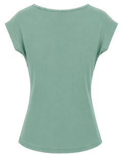 Manufacturer Mint Green Women Casual Summer Blouse Elegant Flower Neck Short Sleeve Fashion Loose Fit Daily Wear <b>Top</b> Shirt - Product Image 2