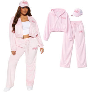 Conjunto de Sudadera con Capucha Oversize y Pantalones Acampanados de Algodón con Pedrería Rosa Transpirable al por Mayor, Fabricante Personalizado OEM - Product Image 1