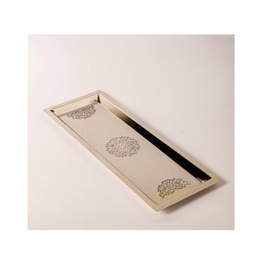 Plateau de service pour thé et café, taille et forme personnalisées, en acier inoxydable couleur argent, plateau de service pour desserts et dattes, provenant d'Inde - Product Image 2