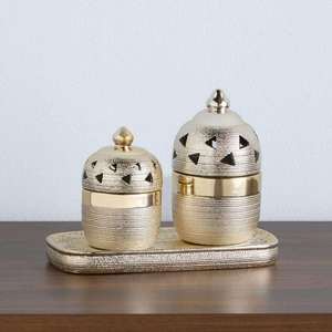 Artisan Handcrafted Metal <b>Incense</b> <b>Holder</b> With Tray Arabian Middle Eastern Mabkhara Oud Burner Aromatherapy Home Decor Gift - Product Image 1