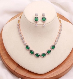 RAY FINE ORNATES Vintage IGI Certified <b>Ruby</b> Pink CZ <b>Necklace</b> Set 14K Rose Gold Plated Bridal Jewelry Choker Earrings Statement - Product Image 2