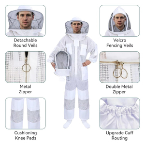 Ultra Ventilated 3-Layer Mesh Beekeeping Suit Sting Proof Professional Apiary Suit with Dual Veils & Goatskin Gloves - Product Image 5