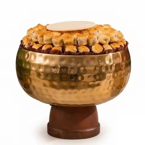 Cuenco de chocolate de acero blanco mate con pedestal, bandeja escalonada con detalles de pétalos, soporte para dulces árabes, cuenco para chocolate - Product Image 6