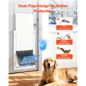 Porte pour chien extra-large résistante aux intempéries avec 3 volets magnétiques pour portes intérieures et extérieures - Product Image 3