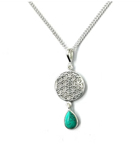 Pendentif en pierre de turquoise naturelle, argent sterling 925, forme géométrique ronde, fournisseur en gros de bijoux, fabricant - Product Image 2