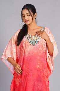 Indian Women's Floral Printed Satin <b>Kaftan</b>-Pure Cotton Summer Autumn Spring <b>Beach</b> Cover-Up Luxury Gift for Great Price - Product Image 4