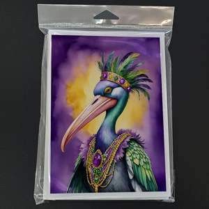 Pelican Mardi Gras Whimsical A7 Tarjetas de notas en blanco Paquete de 8 con sobres Tarjetas de felicitación de tamaño 5x7 - Product Image 3