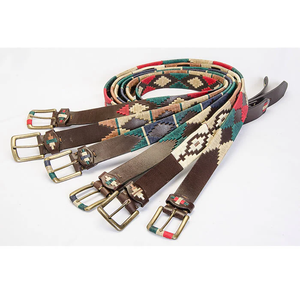 Cinturón de Polo de Cuero Genuino Personalizado, OEM ODM, Venta al Por Mayor, Cinturón Ecuestre Bordado con Estrella Clásica para Hombre - Product Image 5
