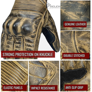Gants de moto en cuir unisexes respirants, finition lavée, coupe-vent, toutes saisons, taille adulte, haute qualité, vente en gros, premium - Product Image 5