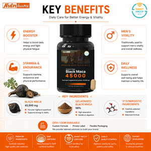 Maca Noire Premium Mega BlackMaca avec L-Arginine et Zinc pour la Vitalité, l'Énergie et la Stamina Masculine – Soutien Quotidien à la Santé Masculine – OEM Racine de Maca - Product Image 2
