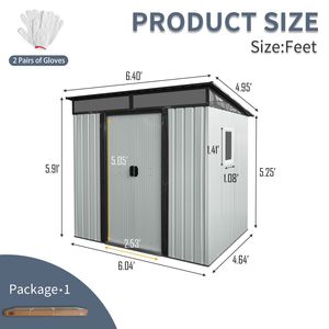 Abri de jardin en métal blanc et noir de 1,83 m x 1,52 m avec fenêtre et plaque transparente pour jardin et pelouse - Product Image 3
