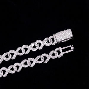 Collier chaîne à maillons Infinity personnalisé en argent massif 925 avec diamants de laboratoire, style statement, bijoux hip-hop - Product Image 3
