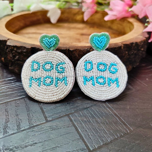Boucles d'oreilles perlées de graines colorées unisexe chien maman motif fleuri classique fête mode goutte bijoux - Product Image 1