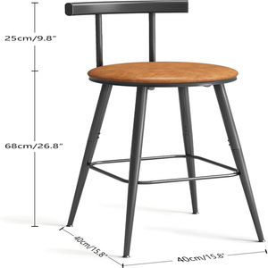 Ensemble de 2 tabourets de bar hauts, chaises de bar avec dossier et repose-pieds, tabourets de comptoir avec siège en PU souple - Product Image 4