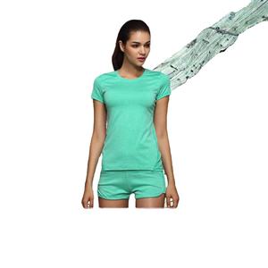 Top Deportivo Otoñal para Mujer, Transpirable, Absorbente de Sudor, Diseño a Cuadros Bordado, Fibra de Algodón, Cuello en V, Manga Corta - Product Image 3