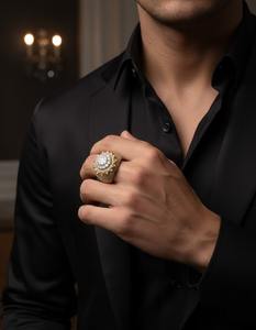 แหวนฮิปฮอปพรีเมียมประดับเพชรแบบ Iced Out ดีไซน์หรูหรา วัสดุเงินแท้ 925 หรือเคลือบทอง 10K 14K รูปทรงมงกุฎ เหมาะสำหรับงานปาร์ตี้ - Product Image 5