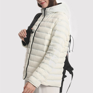Men's White <b>Hooded</b> Down Puffer Jacket Windproof Casual <b>Winter</b> <b>Coat</b> Regular Fit Zipper Closure Polyester Shell - Product Image 2