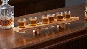 Elegante Soporte de Madera para Vasos de Chupito, Rectangular, Hecho a Mano, Estilo Rústico, de Una Sola Capa, para Bar y Cocina - Product Image 3