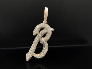 Pendentif Lettre B Infinity Halo Personnalisé Ice Legacy en Acier Inoxydable Plaqué Argent avec Cristaux et Strass Style Hiphop - Product Image 3