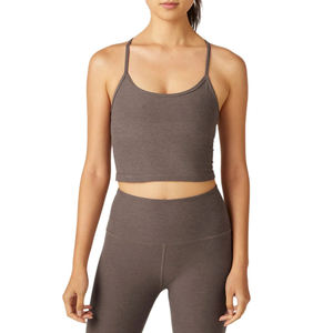 Débardeur court côtelé personnalisé avec logo pour femme, col carré, soutien-gorge de sport pour l'entraînement et la course, taille américaine pour femme - Product Image 3
