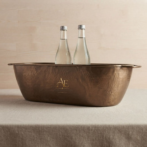 Luxury Hammered Bronze Beverage Tub Metal Wine Chiller <b>Champagne</b> Oval Cooler Tub Home Hotel Bar Wedding Party Tableware - Product Image 1
