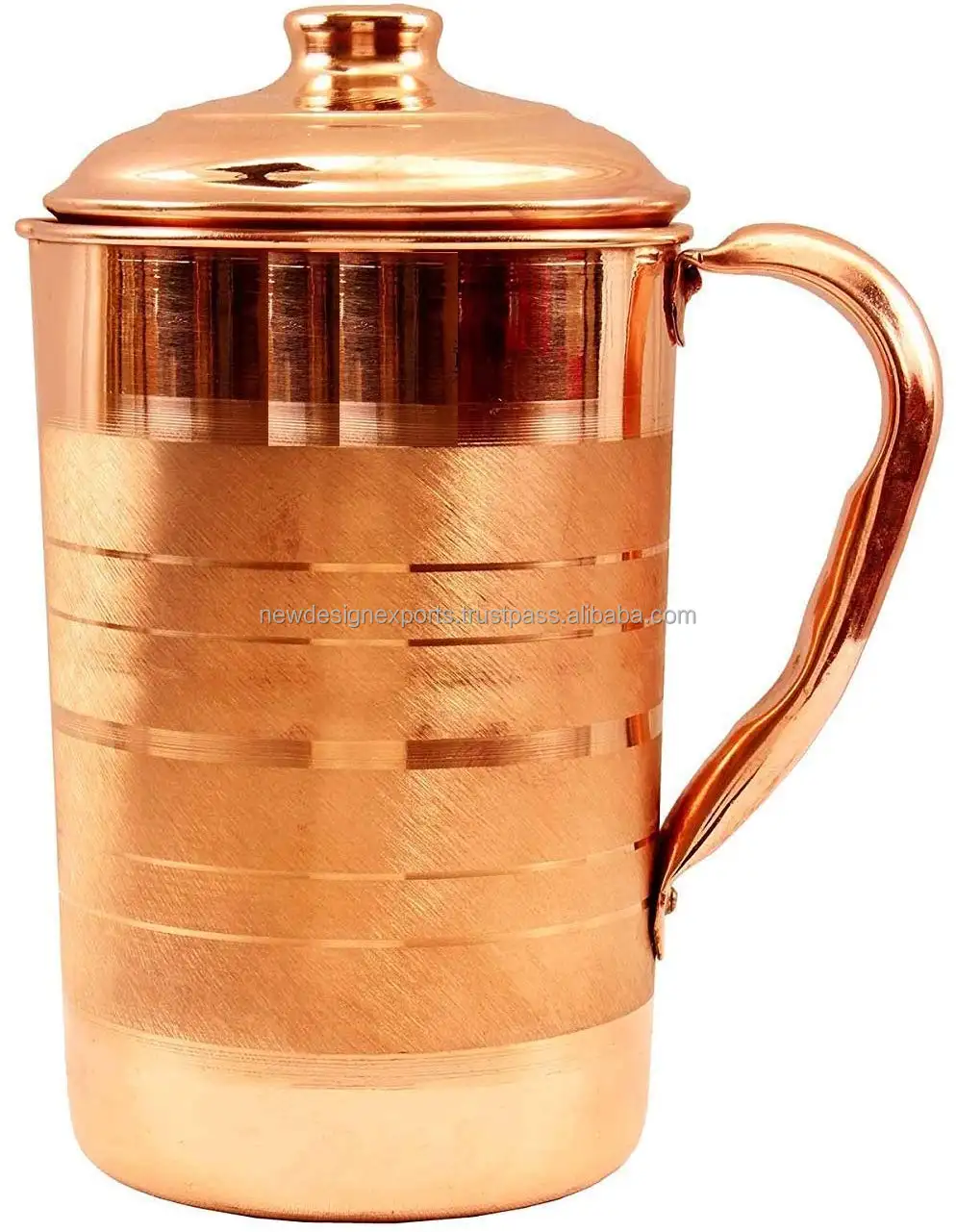 Pure Copper Silver Touch Water Jug | Ayurveda Health Benefits 2 Litres 67 Ounces Fluid Capacity/ Luxury Copper Pitcher With Lid