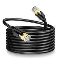 Kabel Jaringan Cat8 40Gbps 2000Mhz RJ45 tembaga murni SFTP kabel ethernet cat8 berpelindung CAT7 RJ45 CAT6A kabel patch cord jaringan 1M
