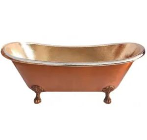 Bañera independiente de cobre con patas, exterior negro, ovalada, de lujo, hecha a mano, para baño de hotel u hogar - Product Image 5