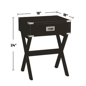 Mesa Auxiliar de Metal Negra, Elegante Mesita de Noche con Diseño Estilizado - Product Image 3