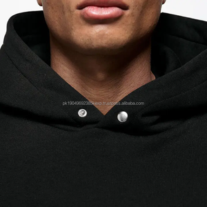 Nouveau bouton pression à la mode 450gsm sweat à capuche lourd français éponge box fit sweat à capuche goutte épaule hommes sweat à capuche surdimensionné - Product Image 3