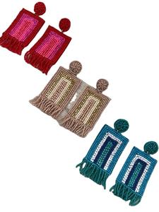 Boucles d'oreilles pendantes en perles de rocaille faites à la main bohème vintage pour femmes nouvelle collection avec boucles d'oreilles pendantes - Product Image 2