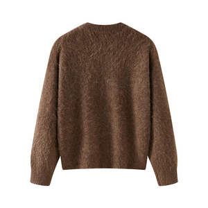 Suéter de Punto Casual para Hombre, Color Marrón Sólido, 100% Algodón, Antipilling, Manga Larga, Grueso, para Invierno - Product Image 2