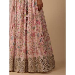 Lehenga Choli en organza imprimé numérique Peach pour les mariages Sangeet - Product Image 2
