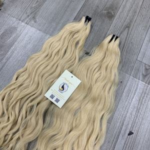 Recién llegado, extensiones de cabello humano vietnamita Remy virgen dibujado doble, trama plana ondulada Natural en Color Rubio - Product Image 2