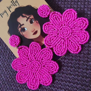 Pendientes de moda bordados a mano con cuentas de primera calidad para mujer, estilo vintage, con cuentas de semillas bordadas, estilo bohemio chic. - Product Image 1