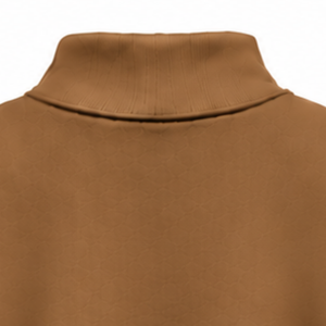 Sweat-shirt unisexe marron camel à col montant oversize, coupe ample, manches longues, épais, imprimé personnalisé, style streetwear décontracté - Product Image 4