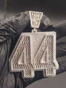 Colgante Personalizado con Número 44, con Diamantes de Imitación Moissanite, Estilo Hip Hop, Plata de Ley 925, Joyería Fina, Colgantes y Dijes - Product Image 4