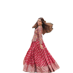 Magnificent Maroon Faux Georgette Bridal Lehenga Choli Set con hilo intrincado-Sombreros bordados con lentejuelas - Product Image 1