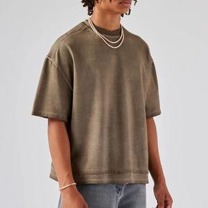 เสื้อยืดผู้ชาย สตรีทแวร์ โอเวอร์ไซส์ ทรงครอป ผ้าคอตตอนหนา ทรงหลวมไหล่ตก ทรงบ็อกซี่ สำหรับผู้ชาย - Product Image 3