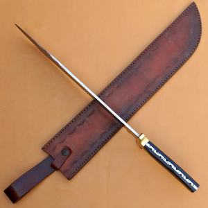 Couteau à lame fixe de 15 pouces en gros, manche en bois, pointe clip, lame pleine longueur, étui en cuir, acier VG10, gravure de logo OEM disponible TARJ - Product Image 3