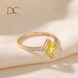 Luxury Fashionable 14KT Solid <b>Gold</b> <b>Ring</b> With Lab Grown Diamond and Yellow <b>Sapphire</b> Women's Wedding Fine Jewelry Manufacturer - Product Image 5
