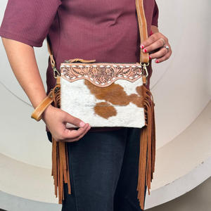 Bolsos de cuero mecanizados a mano más vendidos, monederos y bolsos de mano para mujer, bolsos cruzados de lujo con flecos de cuero de vaca genuino para mujer - Product Image 4
