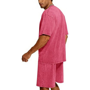 Men Vintage Washed T Shirt Shorts <b>Set</b> Summer Casual 2 Piece Outfit Loose Fit Cotton Streetwear Matching <b>Set</b> - Product Image 4