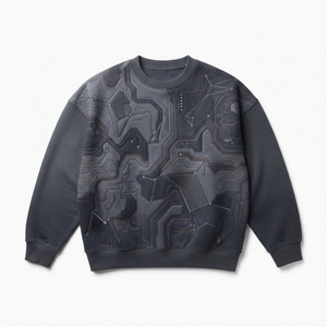 Sweat-shirt d'hiver pour homme à prix abordable, 100 % coton, motif géométrique, tissu tricoté respirant, séchage rapide, anti-plis, 360g - Product Image 1