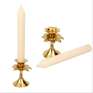 Golden <b>Brass</b> <b>Candlestick</b> Holder Set of 2 with Floral Design for Home Decoration - Product Image 1