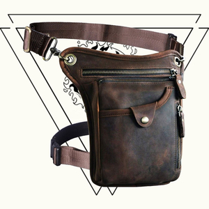 Sac banane en cuir vintage haut de gamme entièrement personnalisable, unisexe, avec fermeture éclair, marron, pour usage quotidien décontracté - Product Image 1
